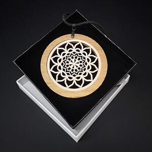 AMADEA Dřevěný přívěsek z masivního dřeva kulatý s vkladem - mandala, 6,5 cm