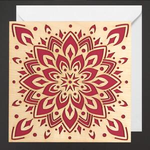 AMADEA Dřevěné přáníčko mandala, červené, 15 cm bez textu, český výrobek