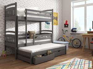 Dětská patrová postel 90 cm Anie (grafit) (s rošty). Vlastní profesionální přeprava až k Vám domů 615014