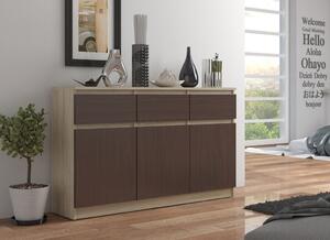 Komoda se šuplíky a dvířky SAVRILA - dub sonoma / wenge
