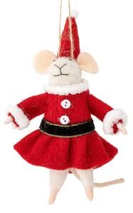 Plstěná vánoční ozdoba Peo White Wool Myška