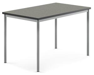 AJ Produkty Stůl SONITUS, 1200x800x760 mm, stříbrné nohy, deska s linoleem, tmavě šedá