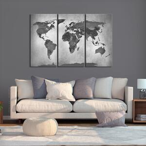 Obraz černobílá mapa světa - Map on Concrete