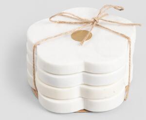 Podtácky pod hrnek MARBLE STRIPES mramorové ve tvaru květu 724275 (4 ks)