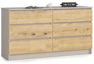 Ak furniture Komoda CLP 6SZ 140 cm kašmír/dub Artisan