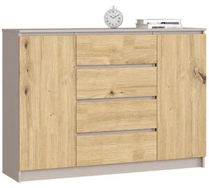 Ak furniture Komoda CLP K140 2D 4SZ 138 cm kašmír/dub Artisan
