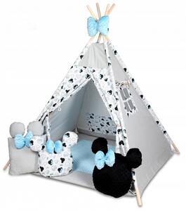 Stan pro děti týpí Minnie - bílá, černá, modrá (Stan pro děti týpí s velkou výbavou)