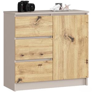 Ak furniture Komoda Jerry 1D 3SZ 80 cm kašmír/dub Artisan
