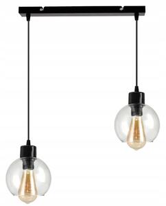 BERGE LED stropní závěsné svítidlo 2xE27, průhledná koule, žárovka
