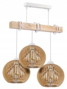 BERGE LED závěsné stropní svítidlo bílý dřevěný trám 3xE27 Hustý kulový lustr LUCA