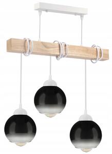 BERGE LED závěsné stropní svítidlo, dřevěné, bílé, 3xE27, kouřově šedé