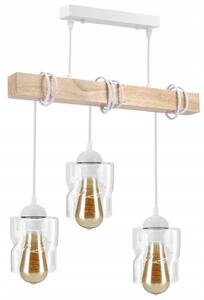 BERGE LED závěsné stropní svítidlo, dřevěný trám, 3xE27 čtverec - bílá