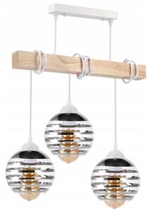 BERGE LED závěsné stropní svítidlo, dřevěný trám, 3xE27 loft - bílá