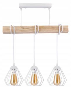 BERGE LED závěsné stropní svítidlo, dřevěný trám, 3xE27 - bílá
