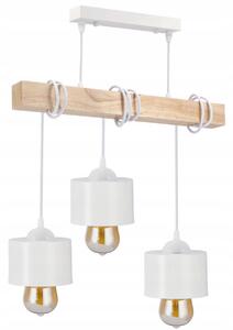 BERGE LED závěsné stropní svítidlo, dřevěný trám, 3xE27, kovový kelímek - bílý