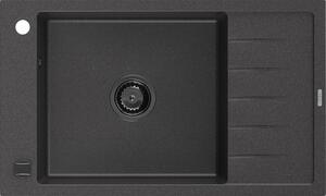 Mexen Elias 1-miskový granitový dřez s odkapávačem 795 x 480 mm, Skvrnitá černá, sifon Černá