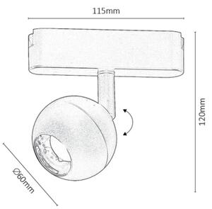 Rabalux 70119-LED Bod. svíti. do 1-fáz. lišt. sys. LiTrack LED/5W/24V 4000K