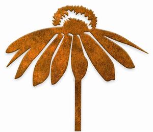Zahradní kovová dekorace rezavý echinacea ornament XL