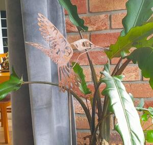 Zahradní kovová dekorace rezavý kolibřík ornament XL