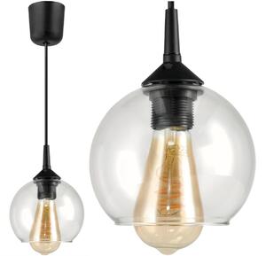 BERGE Skleněné závěsné stropní svítidlo, LED E27 lustr, průhledná koule