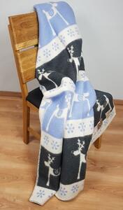 Vlněná deka Jelen modrý 130 x 200 cm