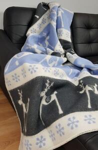 Vlněná deka Jelen modrý 130 x 200 cm