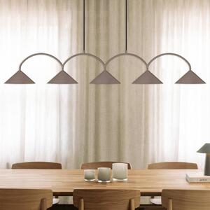 Globen Lighting závěsné světlo CURVE, délka 165 cm, hnědá, 5 ramen, stmívatelný, Hnědá / rez, Obývací pokoj / jídelna, kov, Vintage