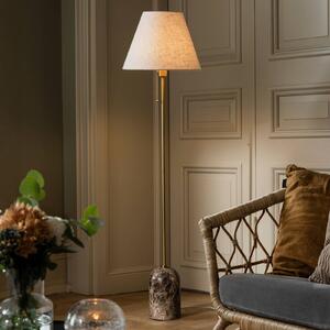 Globen Lighting Stojací lampa Gino, podstavec z mramoru, béžová, 145 cm, Krémová / jantar, Obývací pokoj / jídelna, Textil / tkanina / hedvábí, Design