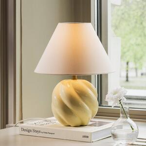 Globen Lighting stolní lampa DAHLIA, béžová/žlutá, výška 31 cm, Krémová / jantar, Obývací pokoj / jídelna, Textil / tkanina / hedvábí