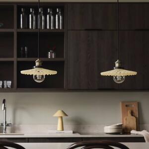 Globen Lighting závěsné světlo COBBLER, krémová/stará mosaz Ø 25 cm, stmívatelný, Krémová / jantar, Obývací pokoj / jídelna, Sklo, Design