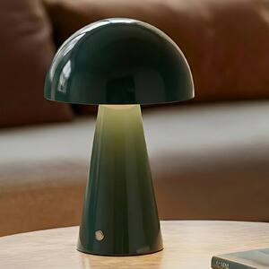 Lindby LED dobíjecí stolní lampa Nevijo, zelená, Ø20 cm, USB, stmívač, stmívatelný, Zelená, Obývací pokoj / jídelna, kov, Moderní