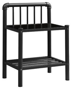 Noční stolek černý 45 x 34,5 x 62,5 cm kov a sklo