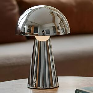 Lindby LED stolní lampa Nevijo, chrom, Ø20cm, USB, stmívač, stmívatelný, Chrom / stříbro, Obývací pokoj / jídelna, kov, Moderní