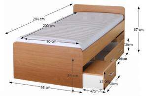 Jednolůžková postel 90 cm Dulce 80262 buk -22. 751363