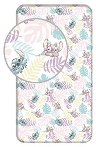 Jerry Fabrics Bavlněné napínací prostěradlo 90x200 + 25 cm - Lilo and Stitch "Leaves"