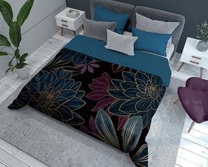 Luxusní přehoz na postel 220x240 cm - Modré květy