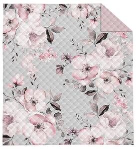Luxusní přehoz na postel 220x240 cm - Růžové květy