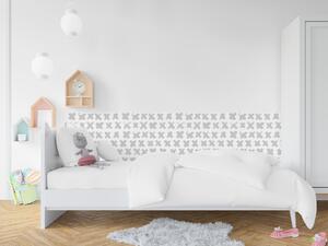 FUGU Křížky white-grey - ochranná tapeta za postel