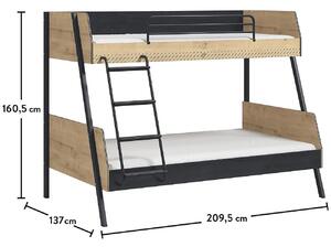 Studentská patrová postel 90x200-120x200 Sirius - dub černý/dub zlatý