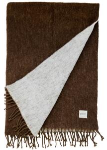 ERNST Pléd z vlněné směsi Fringe Dark Brown - 130 x 170 cm EF545