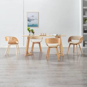 Jídelní židle 4 ks krémové ohýbané dřevo a umělá kůže