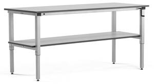 AJ Produkty Výškově nastavitelný pracovní stůl MOTION, manuální, 2000x800 mm, se spodní policí, 150 kg, šedá
