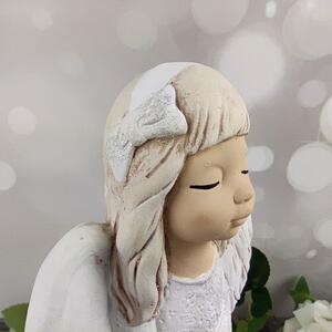 Bílý sádrový anděl Malgosia- 26 cm