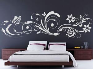 Dekorace na zeď - Motýl a květina - dekorace-steny.cz - 40 x 140 cm - 015