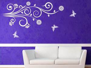 Samolepky na zeď - Květiny s motýly - dekorace-steny.cz - 40 x 90 cm - 042