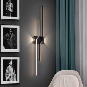 Schuller Valencia LED nástěnné světlo Zig Zag, výška 100 cm, černá, kov, 4 svítidla., Černá, Obývací pokoj / jídelna, Hliník, Moderní