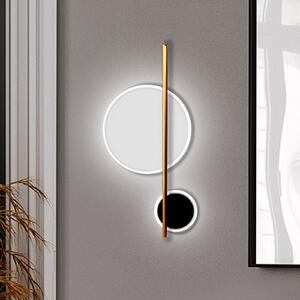 Schuller Valencia LED nástěnné světlo Duo, výška 52 cm, černá/zlatá, kov, Mosaz / zlato, Obývací pokoj / jídelna, Hliník, Moderní
