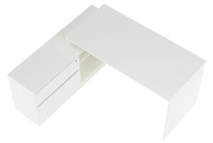 Rohový PC stolek Bill (bílá + beton). Vlastní profesionální přeprava až k Vám domů 794705