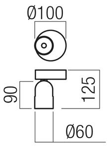 Redo 01-4211 Kobe, černo-hnědé stropní/nástěnné svítidlo, LED 8,5W 2700K, stmívatelné TRIAC, průměr 6cm, 10x10cm
