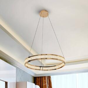 Schuller Valencia Závěsné LED světlo Lorian, zlatá barva, Ø 60 cm, kov, stmívatelný, Mosaz / zlato, Obývací pokoj / jídelna, Hliník